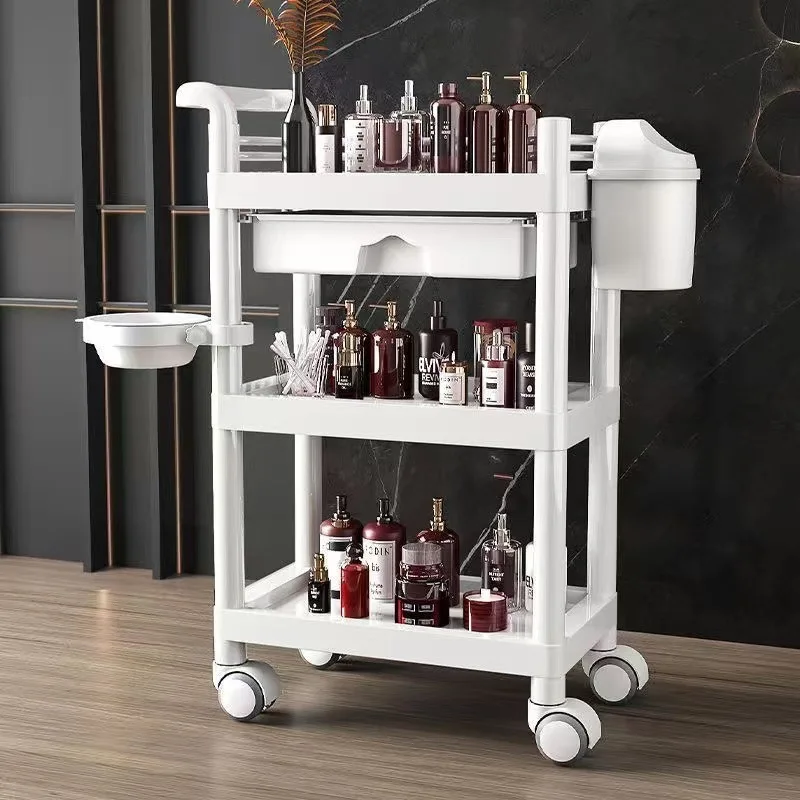 ABS Mobile Beauty Salon Cart with Double Drawers Household Tool Roll Storage Rack Trash Can Wash Basin Hand Push Instrument Cart
ABS Mobile Beauty Salon Cart with Double Drawers Household Tool Roll Storage Rack Trash Can Wash Basin Hand Push Instrument Cart