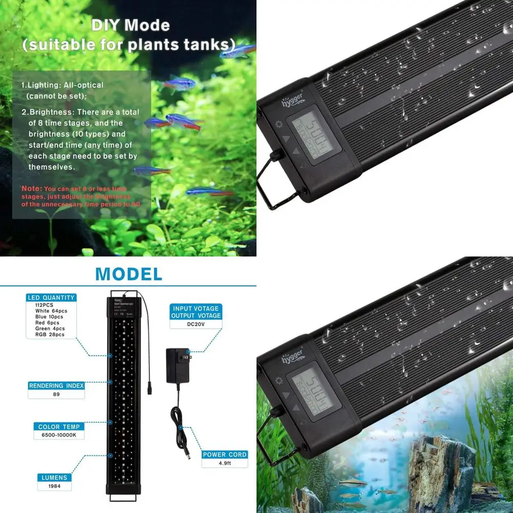 Программируемый светодиодный светильник для аквариумов 24-30 дюймов с растениями, с ЖК-дисплеем, 7 цветами, режимами заката/лунного света и настройками DIY
Программируемый светодиодный светильник для аквариумов 24-30 дюймов с растениями, с ЖК-дисплеем, 7 цветами, режимами заката/лунного света и настройками DIY