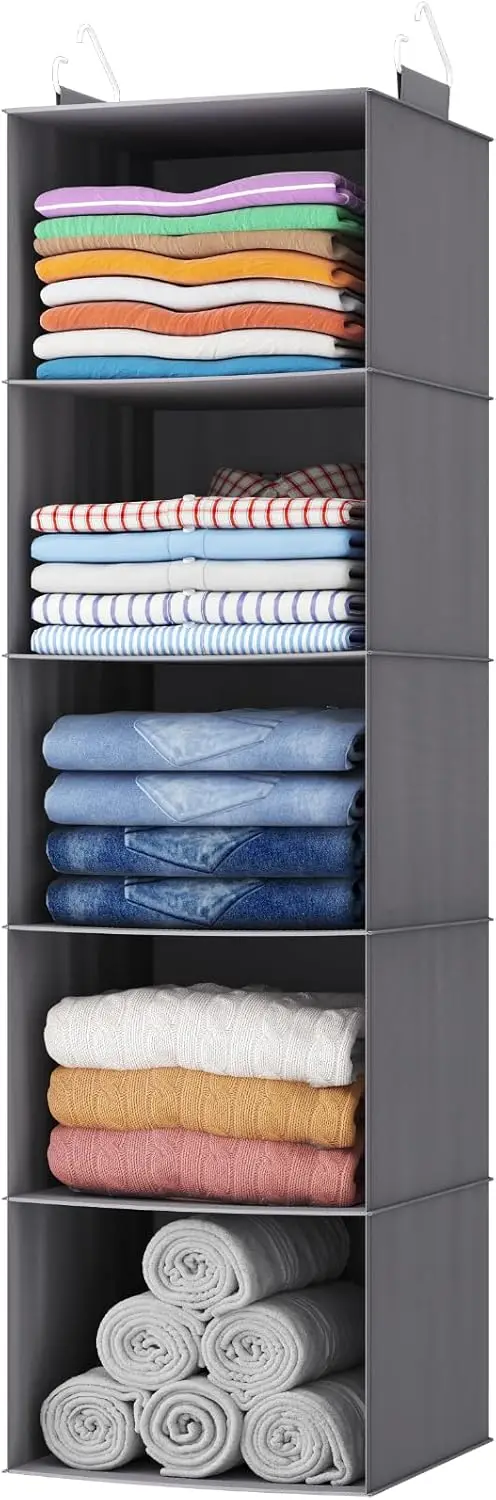 5-Tier Hanging Closet Organizer, Foldable Shelves with Sturdy Hooks, 39.3" Long, Gray
5-Tier Hanging Closet Organizer, Foldable Shelves with Sturdy Hooks, 39.3" Long, Gray
