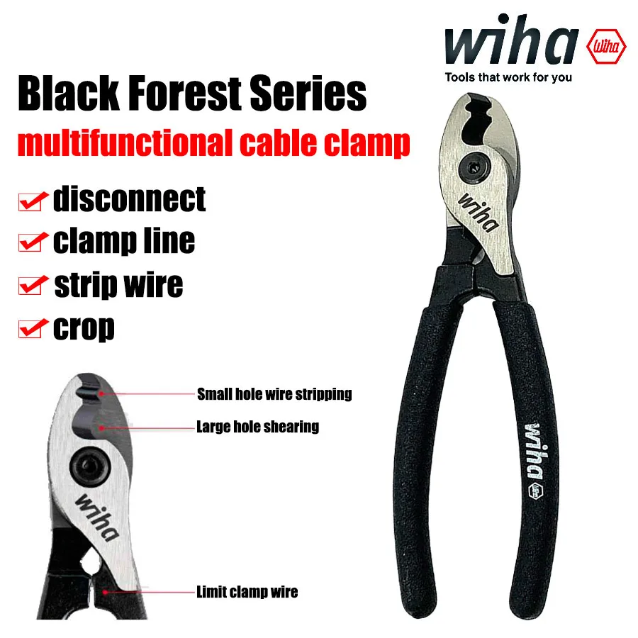 Wiha Black Forest 160mm multifunctional cable clamp, 180 ° flip small double-edged cutting, electrician manual tool 46691
Wiha Black Forest 160mm multifunctional cable clamp, 180 ° flip small double-edged cutting, electrician manual tool 46691