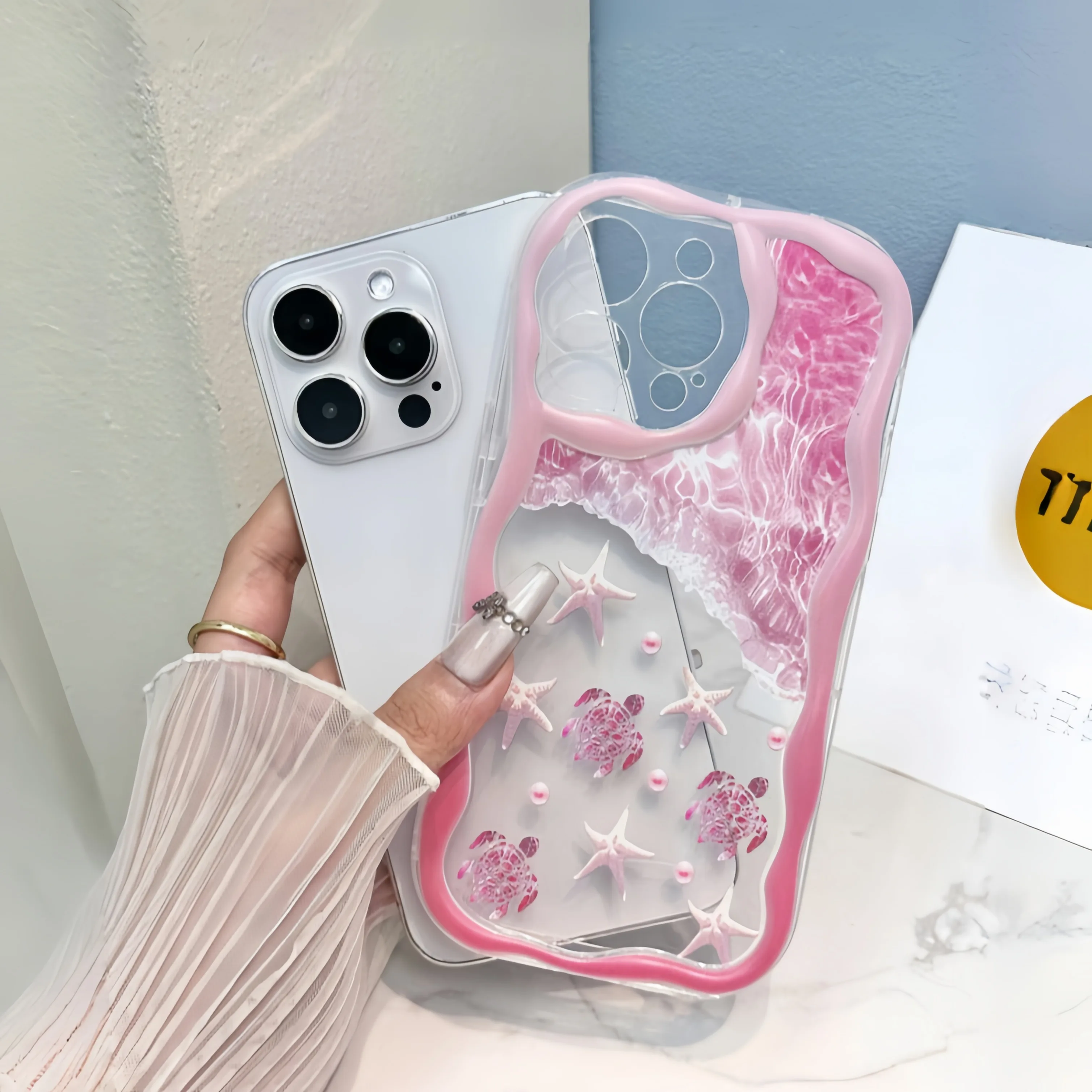 Pink starfish wavy transparent phone case, suitable for iPhone 16/15/14/13/12 Pro Max 14 15 16 Plus anti-drop
Pink starfish wavy transparent phone case, suitable for iPhone 16/15/14/13/12 Pro Max 14 15 16 Plus anti-drop