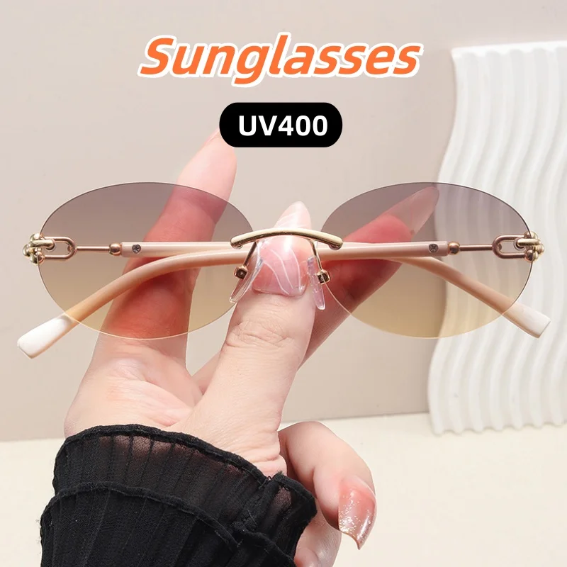 Unisex Light Luxury Advanced Oval Frameless Cut Edge Sunglasses Ultra Light Fashion Stage Performances UV Resistant Glasses
Unisex Light Luxury Advanced Oval Frameless Cut Edge Sunglasses Ultra Light Fashion Stage Performances UV Resistant Glasses