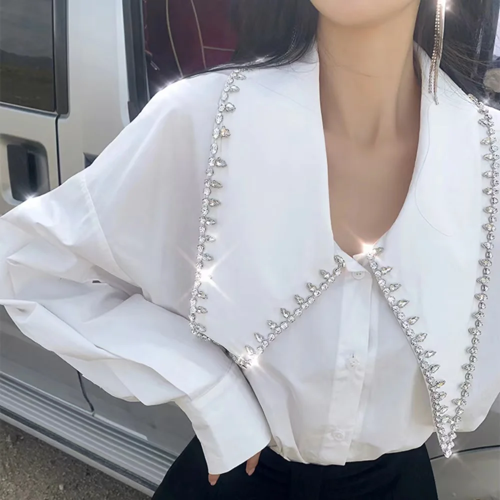 Luxury Style Heavy Diamonds Stitch Cotton Oversized Long Blouses and Shirts Women 2024 Spring New Long Sleeve White Tops Blusas
Luxury Style Heavy Diamonds Stitch Cotton Oversized Long Blouses and Shirts Women 2024 Spring New Long Sleeve White Tops Blusas