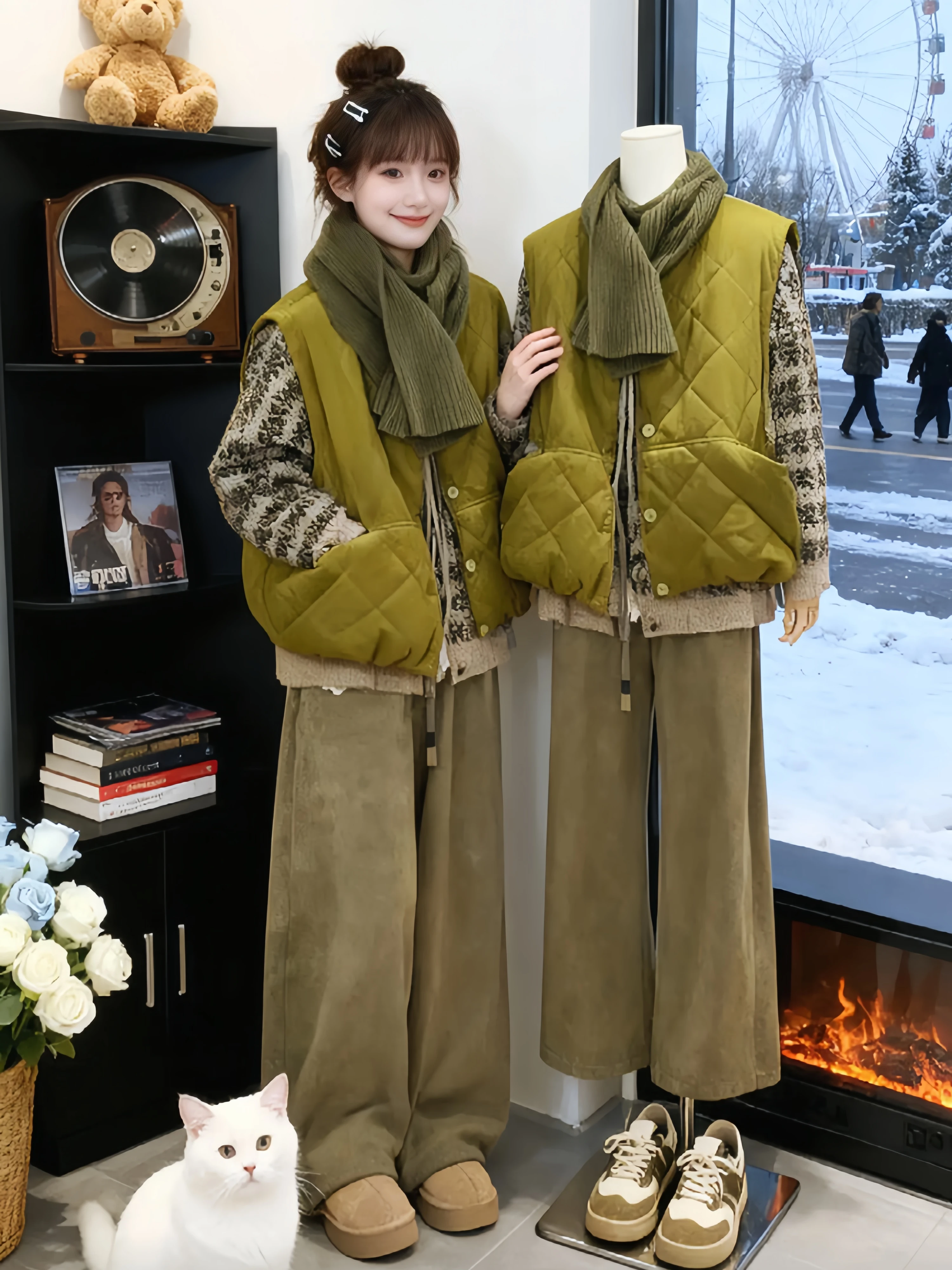 Retro Knitted Sleeveless Vest And Cardigan Women's Fashion Set Autumn Winter High Sensation Two-Piece Suit Casual Style Warmth
Retro Knitted Sleeveless Vest And Cardigan Women's Fashion Set Autumn Winter High Sensation Two-Piece Suit Casual Style Warmth