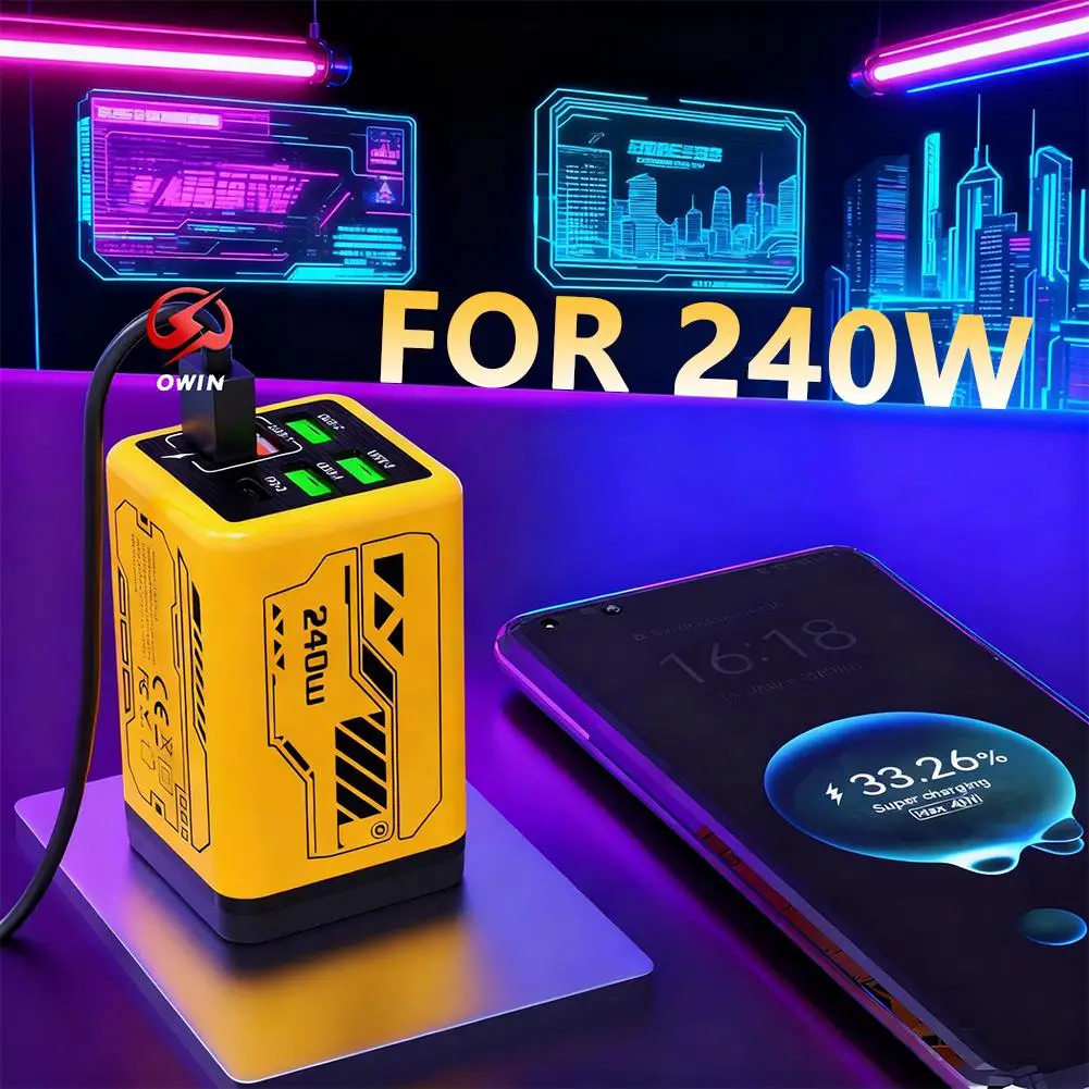Mecha 240W 4 USB + 2PD Multi-Port Phone Charger Super Fast Charging Travel Adapter For EU/UK/US Plugs For IPhone K3I4
Mecha 240W 4 USB + 2PD Multi-Port Phone Charger Super Fast Charging Travel Adapter For EU/UK/US Plugs For IPhone K3I4
