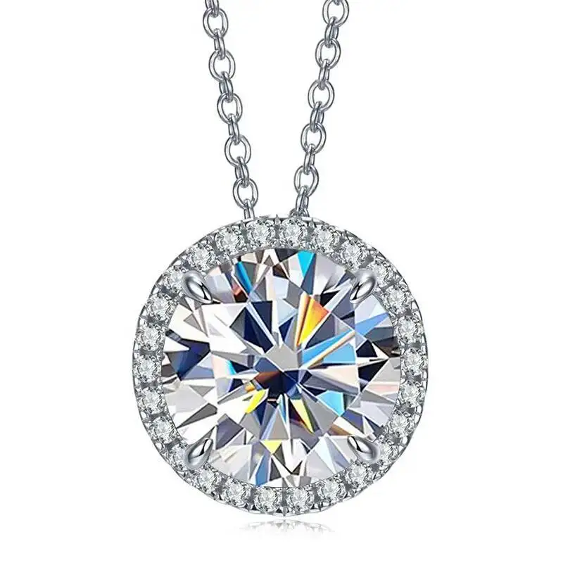 925 Sterling Silver 5CT Round Brilliant Cut D VVS1 Moissanite Halo Pendant Necklace Solitaire Frame Fine Jewelry For Women
925 Sterling Silver 5CT Round Brilliant Cut D VVS1 Moissanite Halo Pendant Necklace Solitaire Frame Fine Jewelry For Women