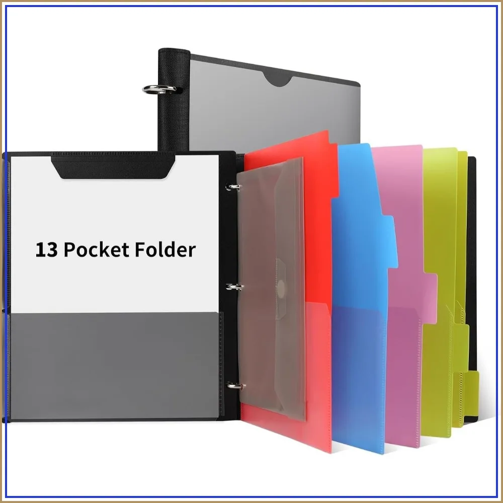 360° Pivotable Project Organizer Folder, 3 Ring Binder 1 Inch, Customizable Cover, 13 Pocket Folders, Black
360° Pivotable Project Organizer Folder, 3 Ring Binder 1 Inch, Customizable Cover, 13 Pocket Folders, Black