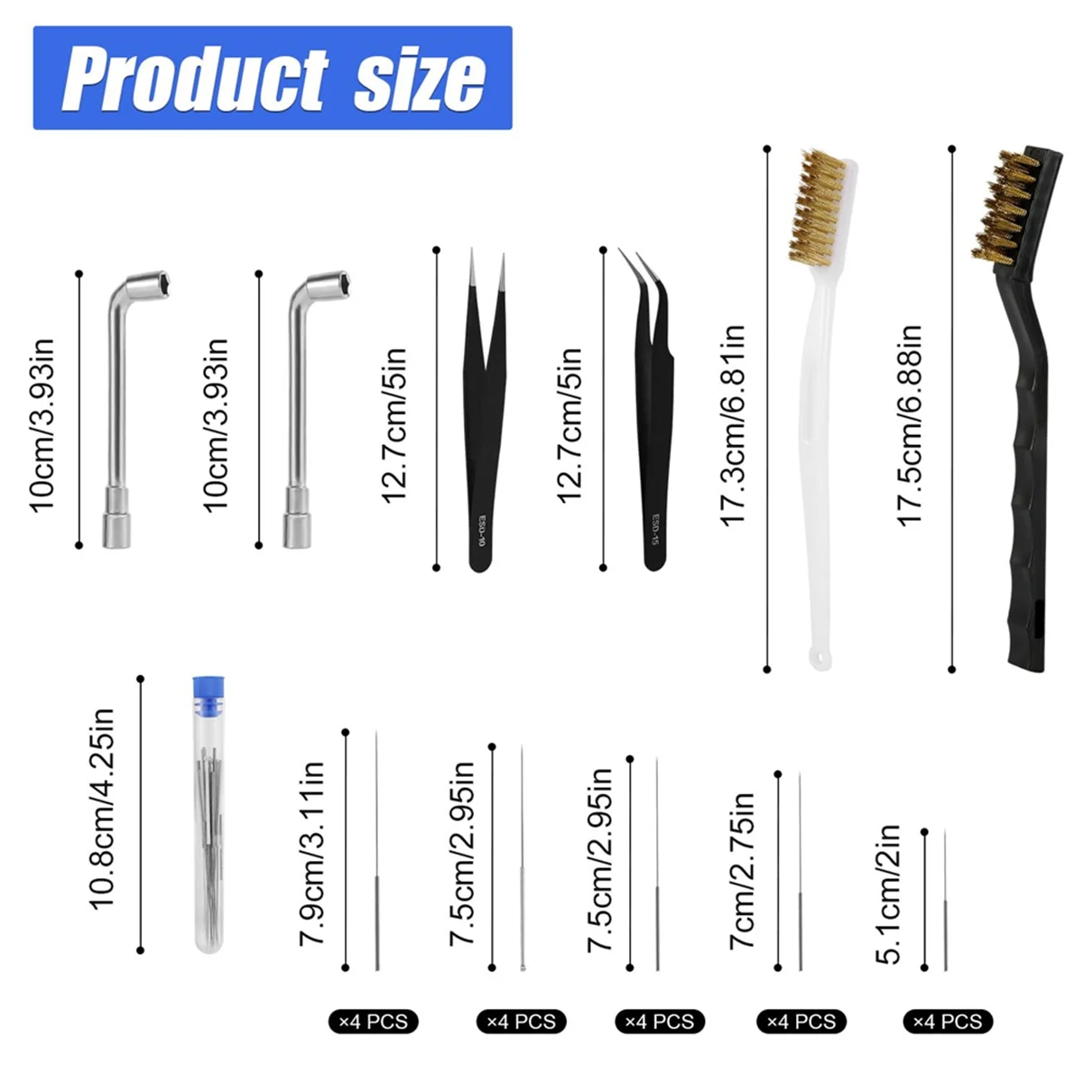 3D Printer Nozzle Cleaning Kit, 20 Nozzle Cleaning Pins/Needles 2 Wire Brushes 2 L-Shaped Wrenches 2 Tweezers
3D Printer Nozzle Cleaning Kit, 20 Nozzle Cleaning Pins/Needles 2 Wire Brushes 2 L-Shaped Wrenches 2 Tweezers
