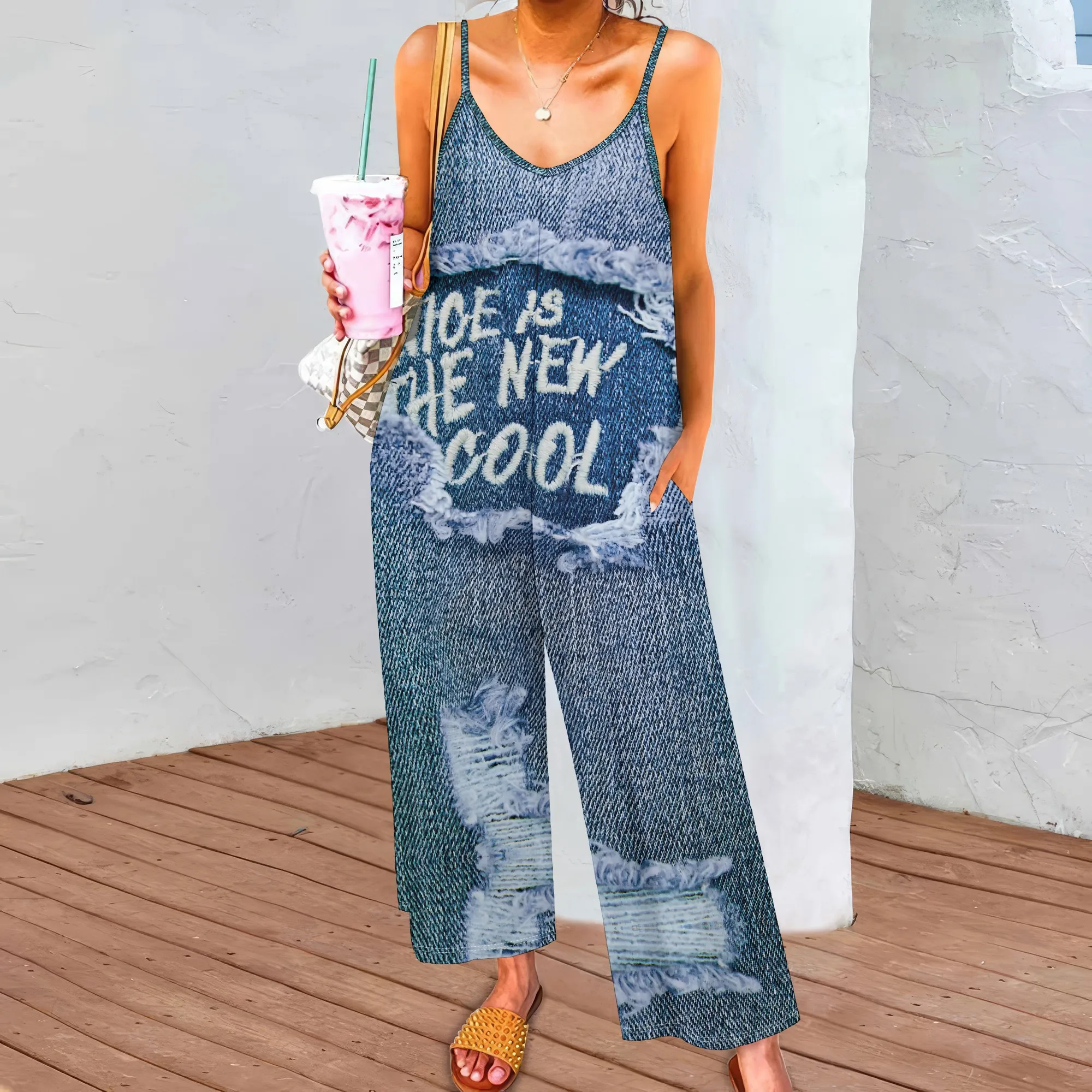 Women's Brown Tropical Spaghetti Strap Pocket Jumpsuit Polyester Wide-Leg Midi Beach Summer Exotic
Women's Brown Tropical Spaghetti Strap Pocket Jumpsuit Polyester Wide-Leg Midi Beach Summer Exotic