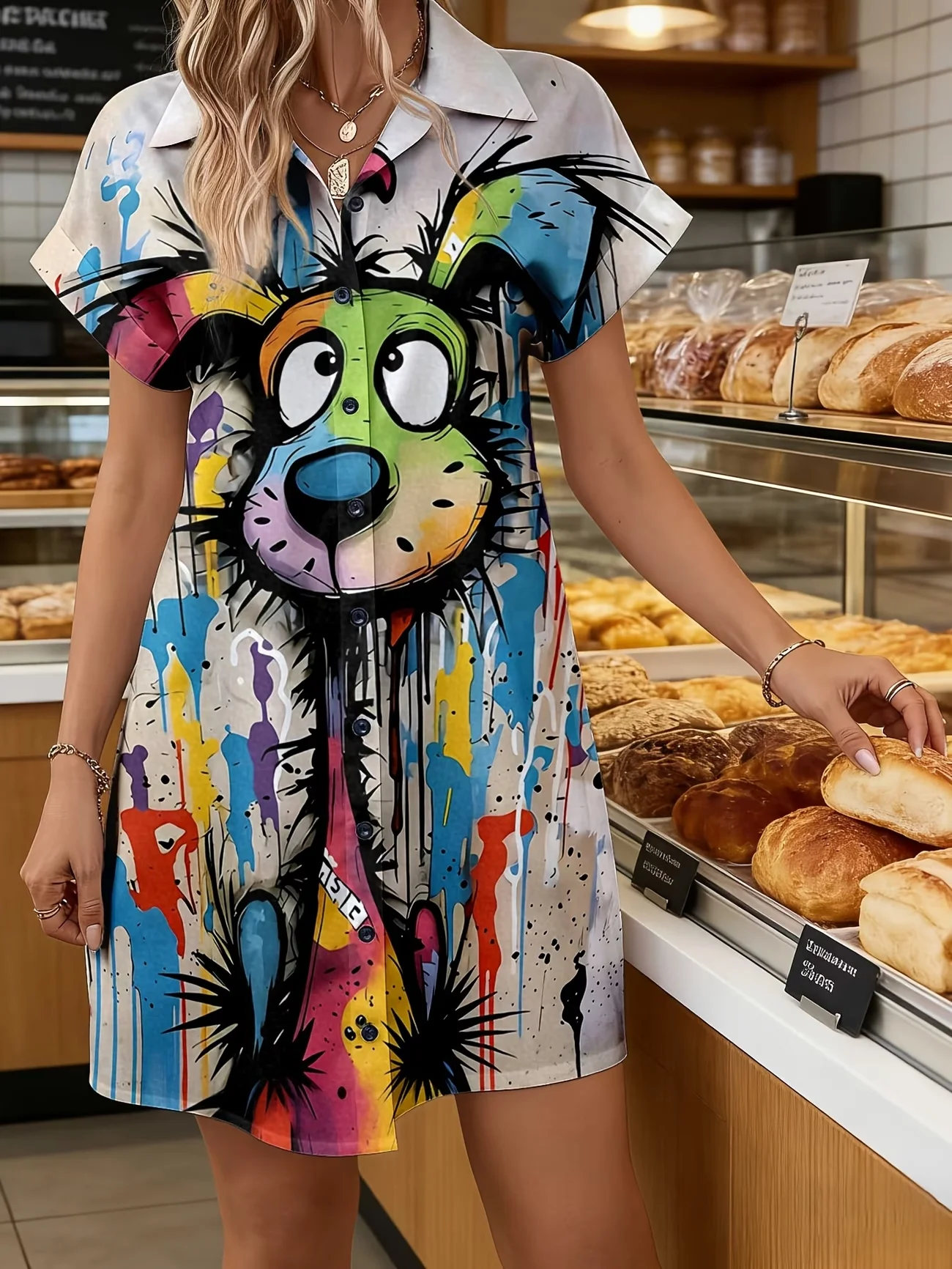 Summer Everyday Casual Womens Short Sleeve Shirt Dress Casual Fashion Single-breasted Funny Dog Print Dress Animal Elegant Dress
Summer Everyday Casual Womens Short Sleeve Shirt Dress Casual Fashion Single-breasted Funny Dog Print Dress Animal Elegant Dress