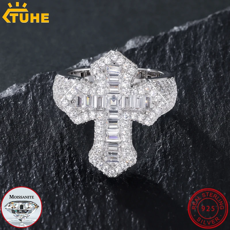 TUHE Unisex Hiphop/Rock Cross Ring Man silver S925 Moissanite Brilliant Sterling silver For Men Hip Hop Jewelry Party Gift
TUHE Unisex Hiphop/Rock Cross Ring Man silver S925 Moissanite Brilliant Sterling silver For Men Hip Hop Jewelry Party Gift