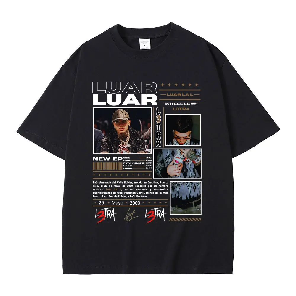 Hot Sale Rapper Luar La L Music Album L3TRA Graphics T-Shirt Men Women Hip Hop Oversized T-shirts Men's Fashion Retro Streetwear
Hot Sale Rapper Luar La L Music Album L3TRA Graphics T-Shirt Men Women Hip Hop Oversized T-shirts Men's Fashion Retro Streetwear