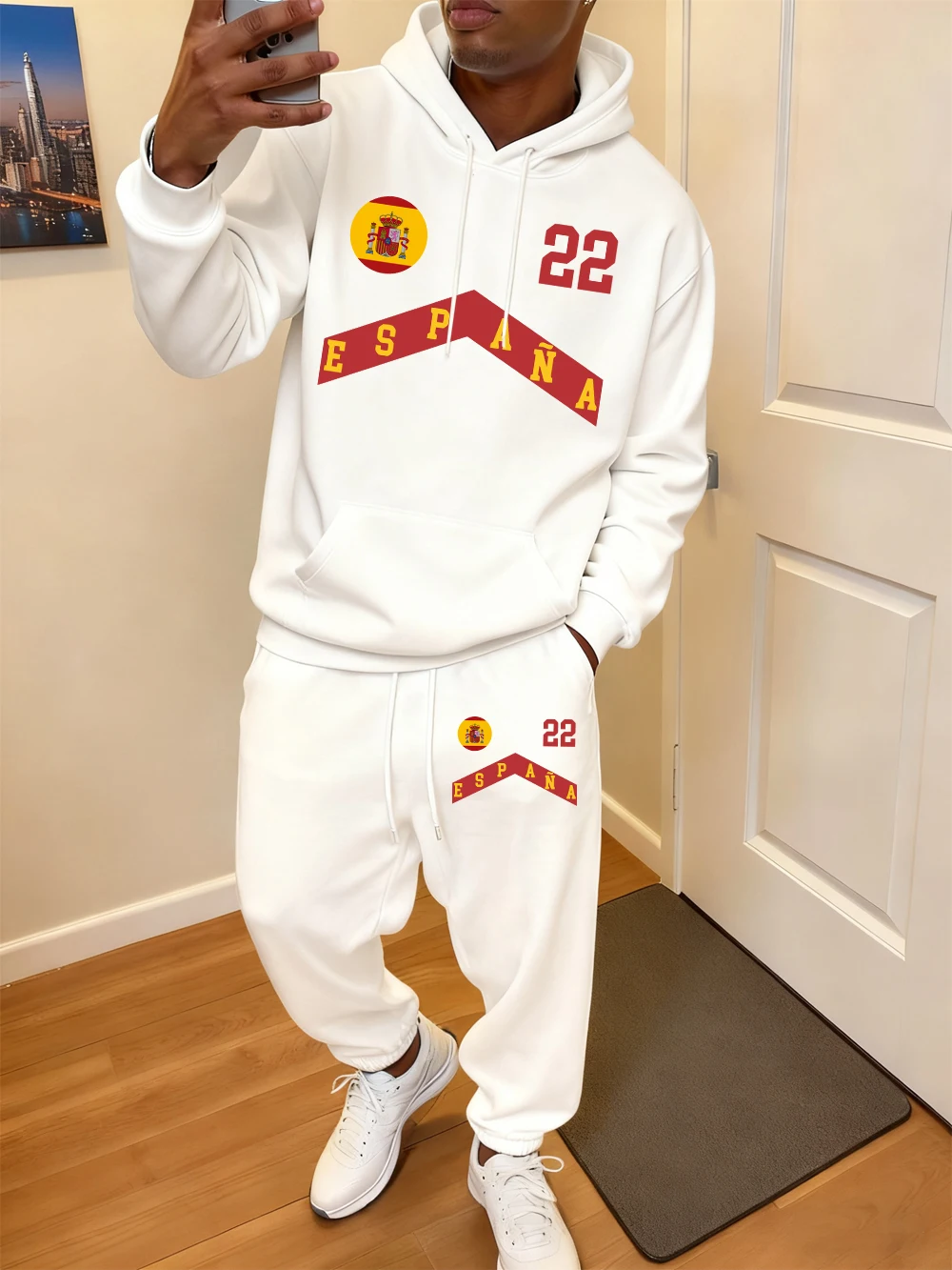 2 Pcs Hoodie Set Mens Spain Flag Red Yellow Printing Sweatpants Sporty Loose Fleece Warm Sweatshirt Pants Autumn Pocket Clothes
2 Pcs Hoodie Set Mens Spain Flag Red Yellow Printing Sweatpants Sporty Loose Fleece Warm Sweatshirt Pants Autumn Pocket Clothes