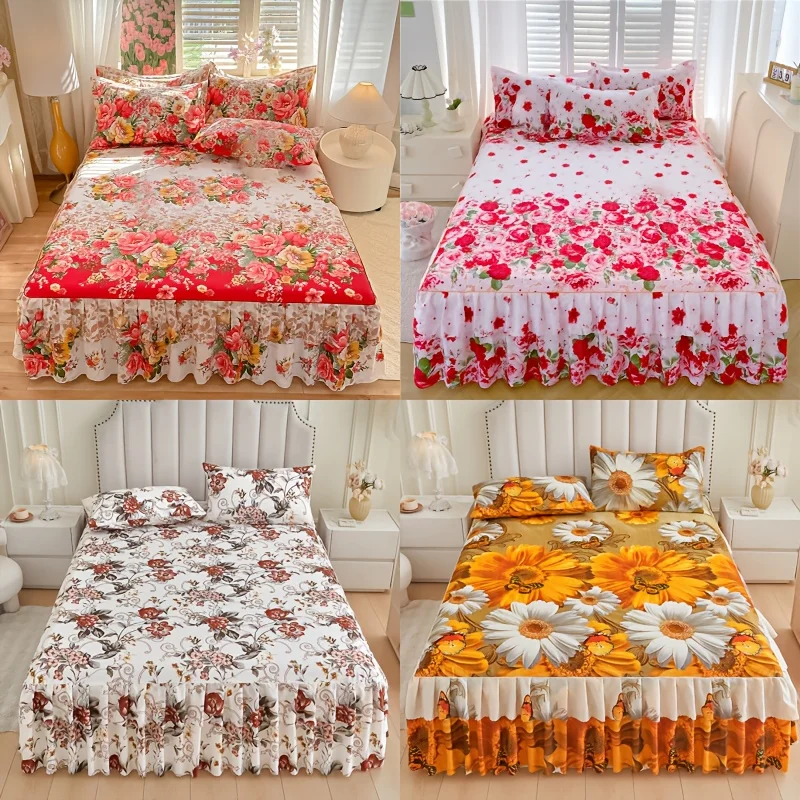 3pcs Bed Skirt Set with 2 Pillowcases - Full Bed Size (Single/Double/King/Queen) Lace Trim Mattress Protector, 360° Wrap-Around
3pcs Bed Skirt Set with 2 Pillowcases - Full Bed Size (Single/Double/King/Queen) Lace Trim Mattress Protector, 360° Wrap-Around