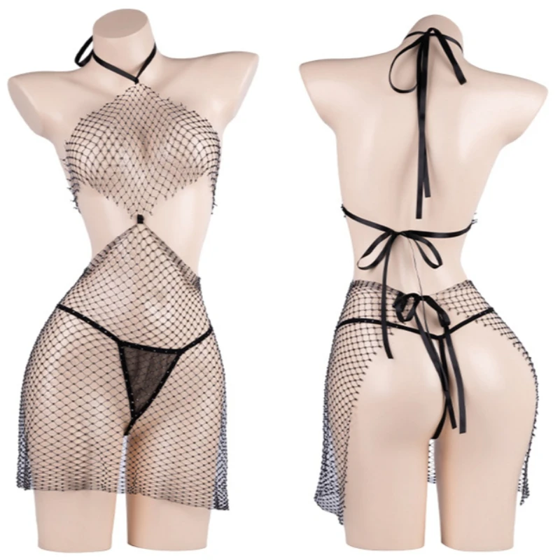 Sexy See Through Hollow Rhinestone Fishing Net Dress Shiny Party Club Nightdress Women Role Play Underwear Outfits Lingerie
Sexy See Through Hollow Rhinestone Fishing Net Dress Shiny Party Club Nightdress Women Role Play Underwear Outfits Lingerie