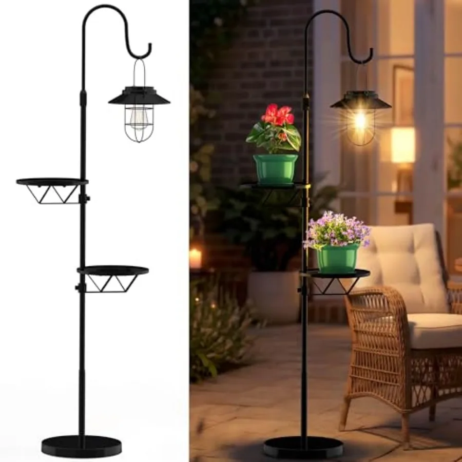 61" Solar Lights Outdoor with Plant Stands - Metal Shepherd Hook with Hanging Solar Lantern Waterproof Solar Floor Lamp Garden
61" Solar Lights Outdoor with Plant Stands - Metal Shepherd Hook with Hanging Solar Lantern Waterproof Solar Floor Lamp Garden