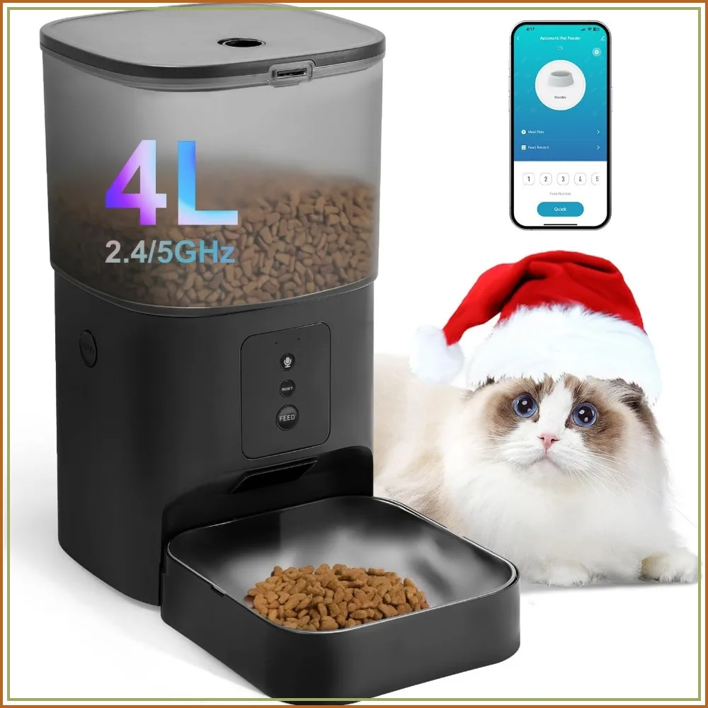 WiFi Cat Feeder, 4L Automatic Pet Food Dispenser with Voice Recorder, Timed Feeder for Dry Food, Up to 10 Meals/Day, Anti-Jam Design
WiFi Cat Feeder, 4L Automatic Pet Food Dispenser with Voice Recorder, Timed Feeder for Dry Food, Up to 10 Meals/Day, Anti-Jam Design