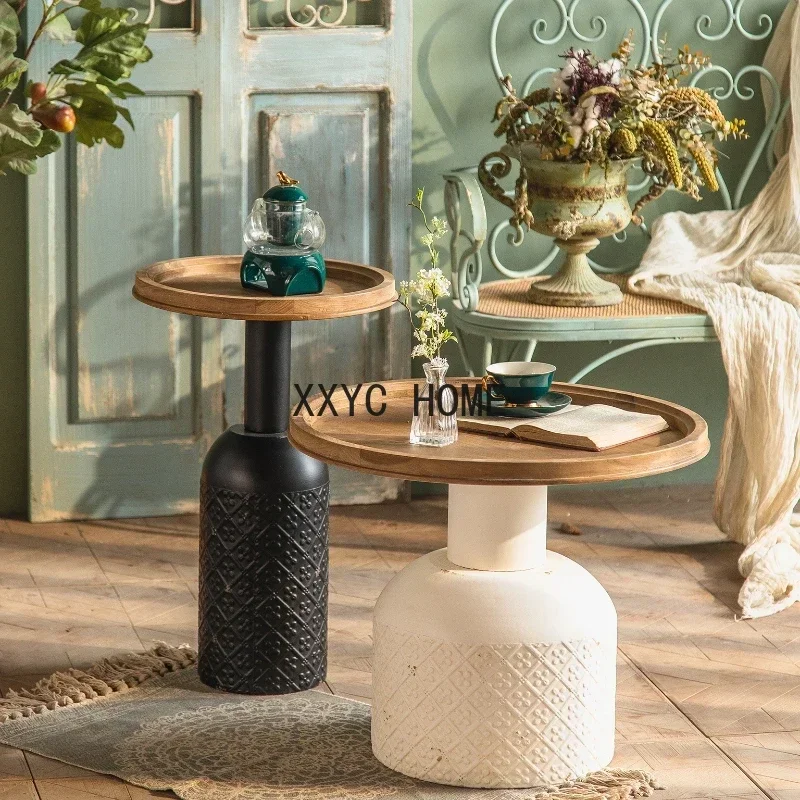 Small Coffee Table Retro round Wrought Iron Corner Table Balcony Small round Table Solid Wood
Small Coffee Table Retro round Wrought Iron Corner Table Balcony Small round Table Solid Wood