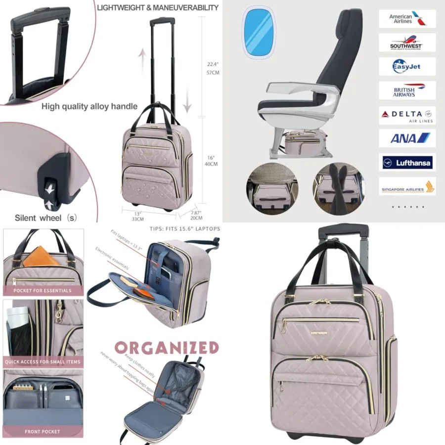 Carry On Underseat Multi-functional, 16-inch Underseater Lightweight Overnight Suitcase for Women
Carry On Underseat Multi-functional, 16-inch Underseater Lightweight Overnight Suitcase for Women