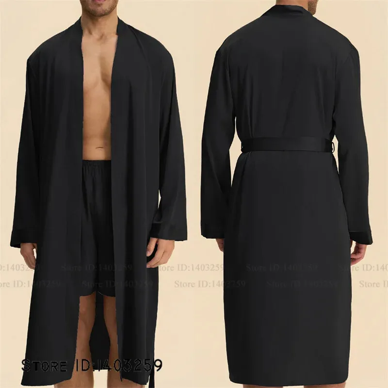 Spring Summer New Men's Long Robe Pajamas Set Silky Satin Kimono Bathrobe Gown Loose Casual Male Sleepwear Loungewear Homewear
Spring Summer New Men's Long Robe Pajamas Set Silky Satin Kimono Bathrobe Gown Loose Casual Male Sleepwear Loungewear Homewear