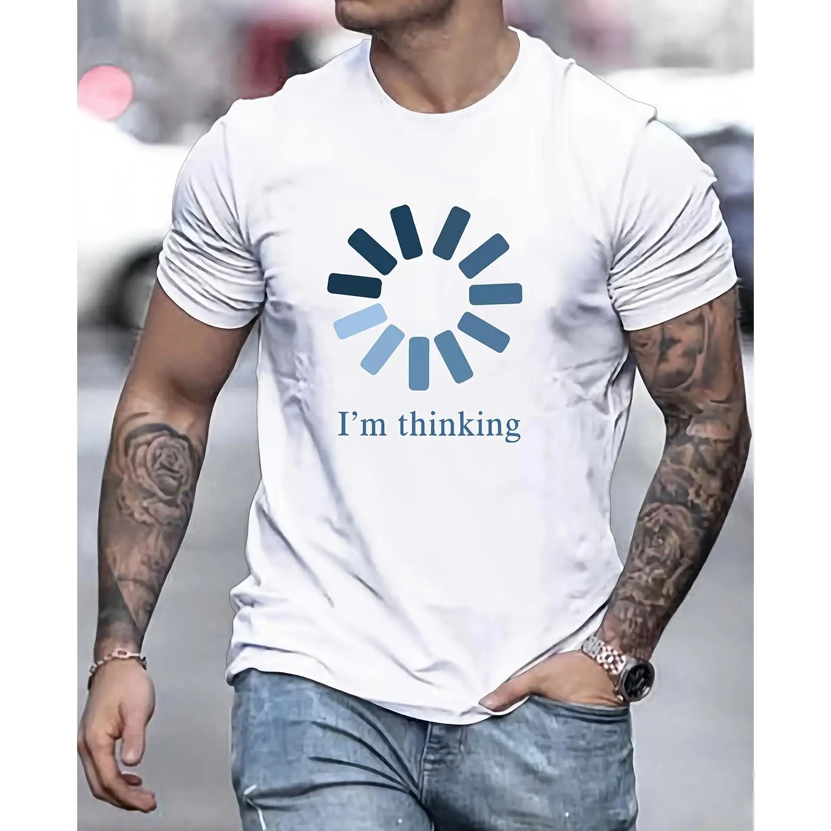I'm Thinking" T-Shirt Funny Loading Spinner Print Tee Unisex Cotton Short Sleeve Top Programmer IT Gift Tech Humor 
I'm Thinking" T-Shirt Funny Loading Spinner Print Tee Unisex Cotton Short Sleeve Top Programmer IT Gift Tech Humor