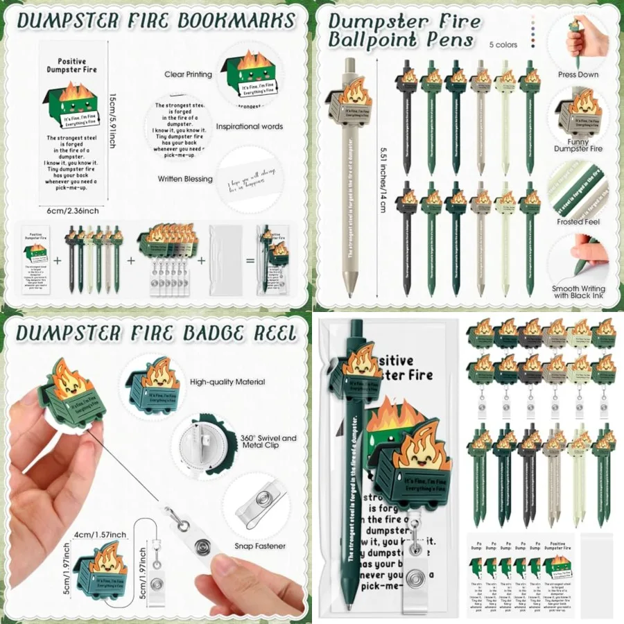 Sets Dumpster Fire CNA Week Gifts Dumpster Fire Badge Reel and Pens Bookmark Funny EMS Gifts Retractable Badge Holder for Gradu
Sets Dumpster Fire CNA Week Gifts Dumpster Fire Badge Reel and Pens Bookmark Funny EMS Gifts Retractable Badge Holder for Gradu