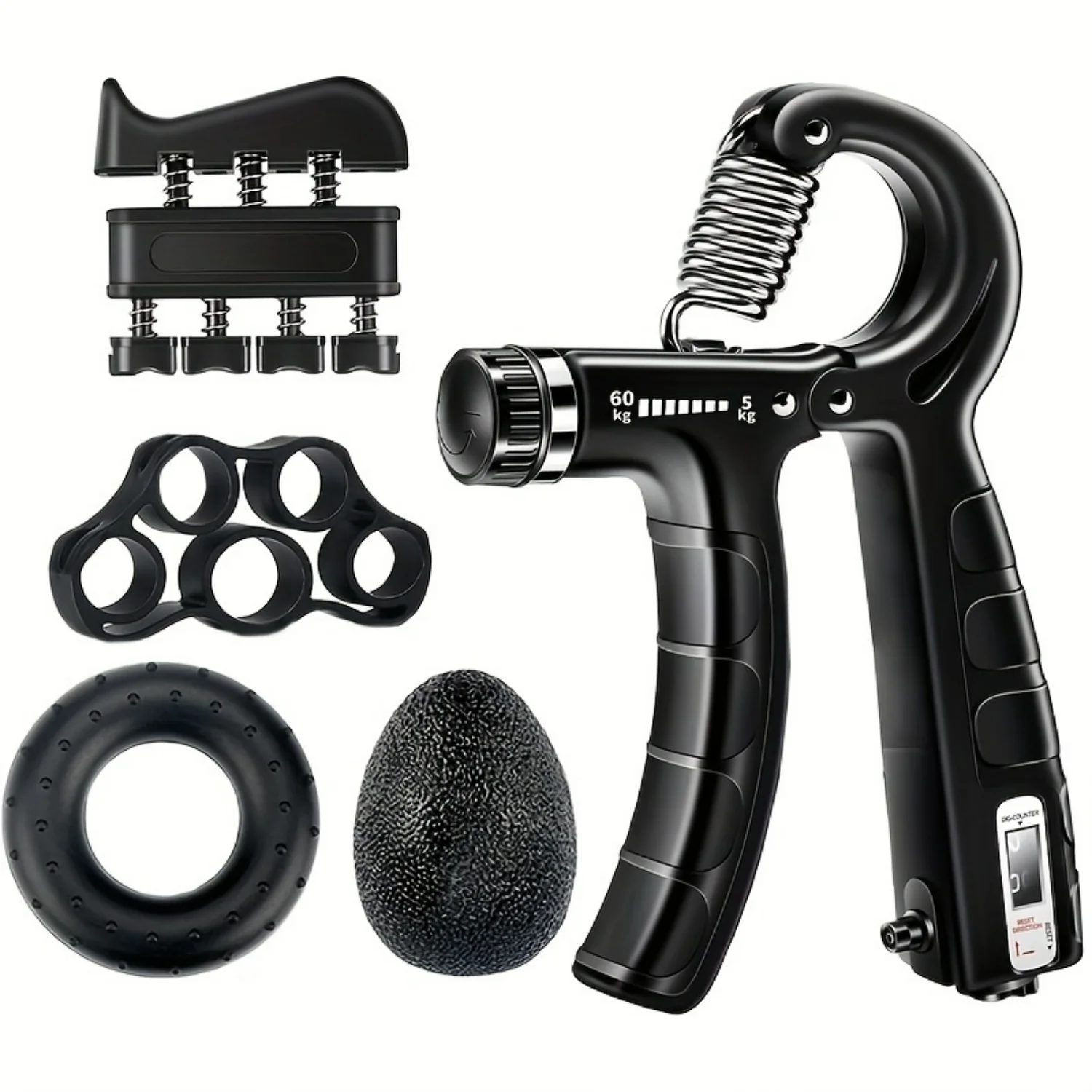 5pcs Hand Strength Training Set - Including Grip Strengtheners: R-Shaped Hand Trainer, Stretching Fingers Band, Grip Ring, Grip
5pcs Hand Strength Training Set - Including Grip Strengtheners: R-Shaped Hand Trainer, Stretching Fingers Band, Grip Ring, Grip