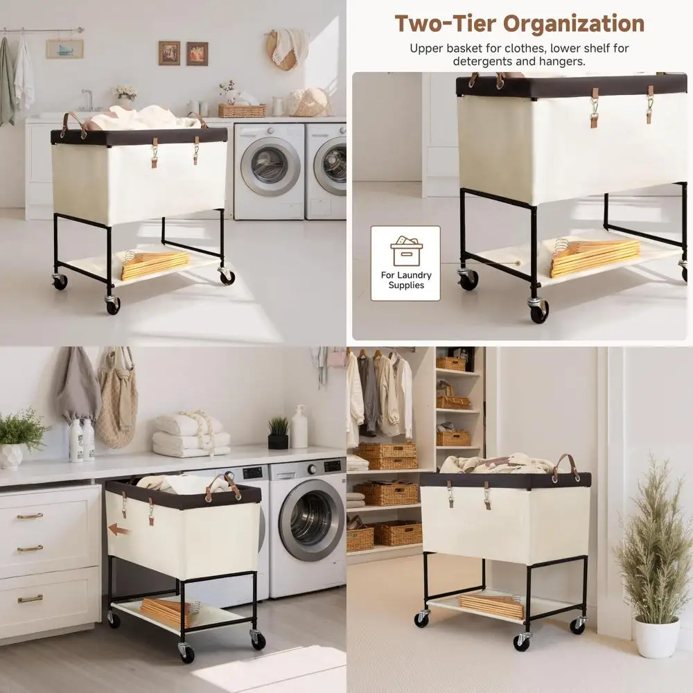 2-Tier Rolling Laundry Basket with Lockable Wheels - Heavy Duty Storage for Laundry Room, Bedroom, Dorm, and Closet, 46 Gallon B
2-Tier Rolling Laundry Basket with Lockable Wheels - Heavy Duty Storage for Laundry Room, Bedroom, Dorm, and Closet, 46 Gallon B