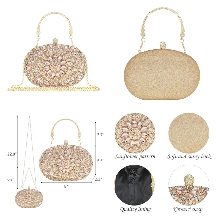 MAIRLOM Rhinestone Clutch Purses for Women Evening Wedding Formal Round Pearl Clasp Handbag for Party Prom
MAIRLOM Rhinestone Clutch Purses for Women Evening Wedding Formal Round Pearl Clasp Handbag for Party Prom