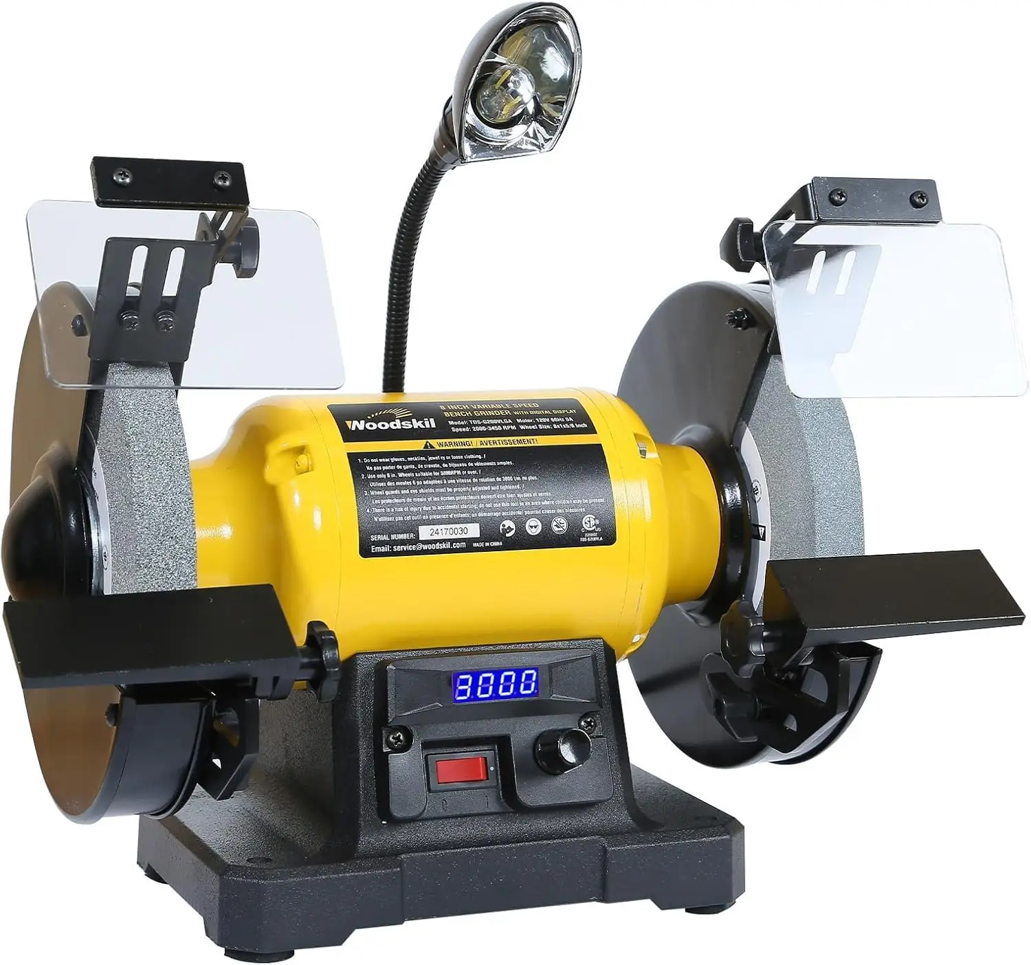 8 Inch Variable Speed Bench Grinder, 3/4HP 5.0 Amp with Digital Display, Work Light, Adjustable Tool Rest, Cast Iron Base for
8 Inch Variable Speed Bench Grinder, 3/4HP 5.0 Amp with Digital Display, Work Light, Adjustable Tool Rest, Cast Iron Base for