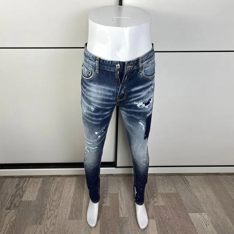 High Street Fashion Men Jeans Retro Blue Stretch Skinny Fit Painted Ripped Jeans Men Brand Designer Hip Hop Vintage Denim Pants
High Street Fashion Men Jeans Retro Blue Stretch Skinny Fit Painted Ripped Jeans Men Brand Designer Hip Hop Vintage Denim Pants