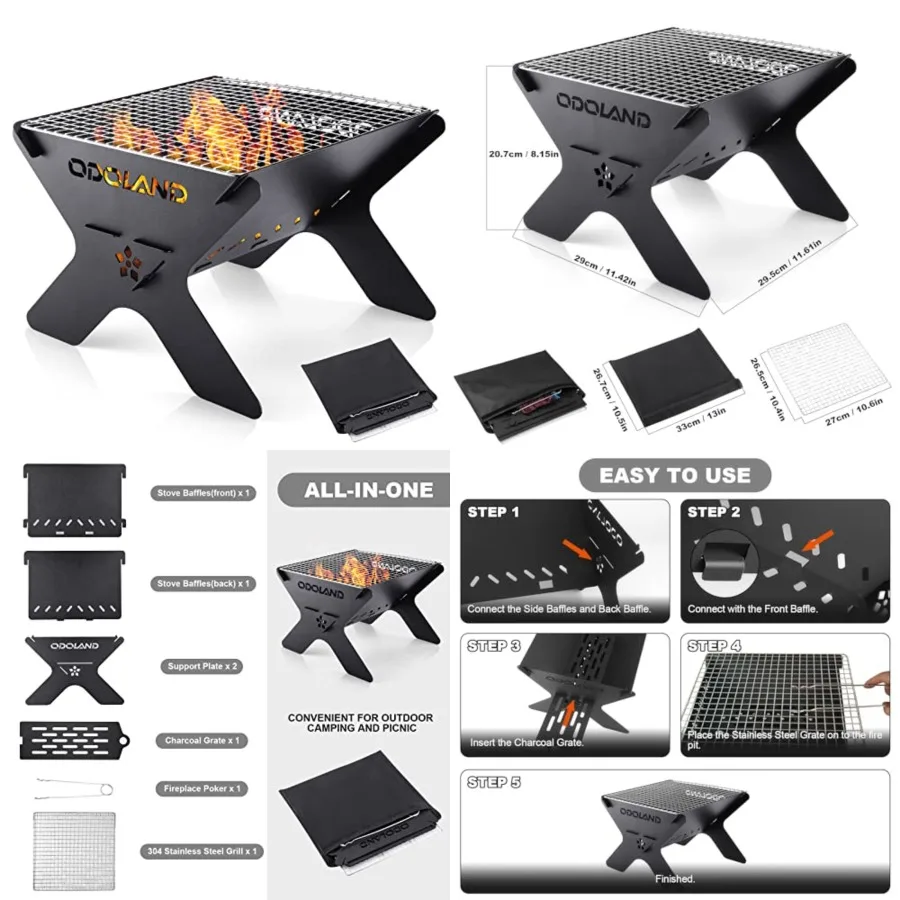 Camping Campfire Grill, Portable Folding Charcoal Grills, Backpacking BBQ Grill, Heavy Duty Firepit Grill with Carry Bag for Ou
Camping Campfire Grill, Portable Folding Charcoal Grills, Backpacking BBQ Grill, Heavy Duty Firepit Grill with Carry Bag for Ou