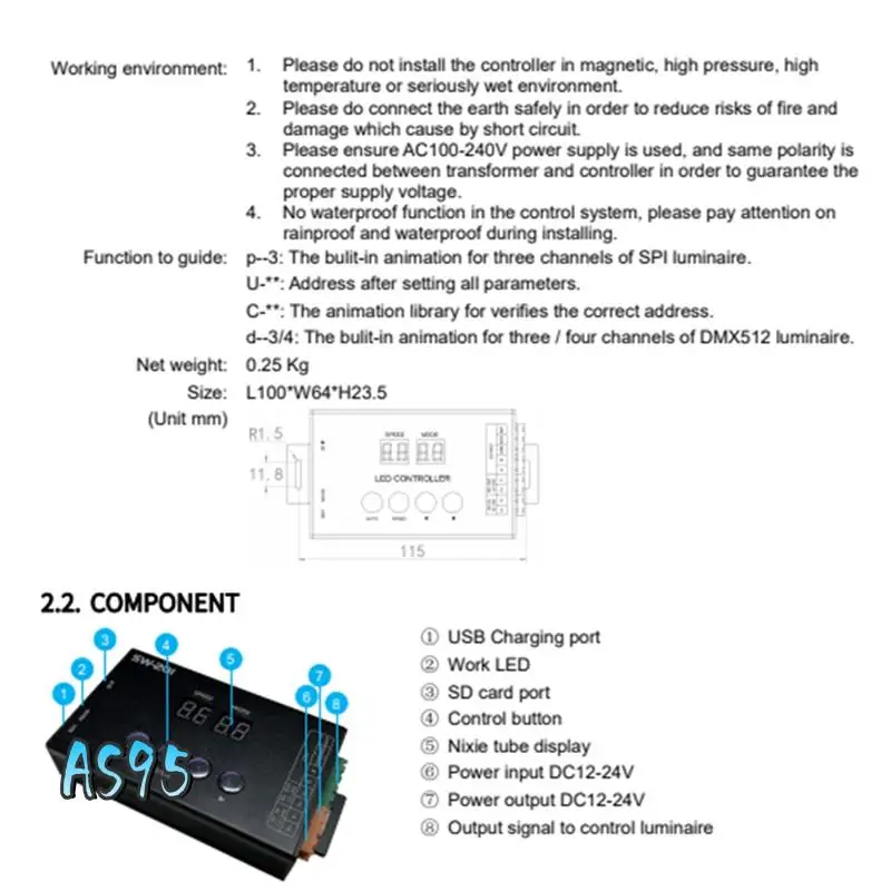 AS95-SW201 DMX512 Address Code Writer M512/SM16512/ UCS512/GS8512 Etc Address Writer For DMX512 Code Writers
AS95-SW201 DMX512 Address Code Writer M512/SM16512/ UCS512/GS8512 Etc Address Writer For DMX512 Code Writers