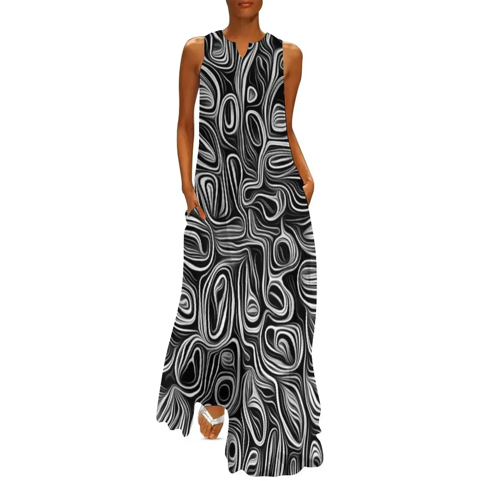 Waves of life 5 black and white digital drawing Long Dress Women's skirt Dress
Waves of life 5 black and white digital drawing Long Dress Women's skirt Dress