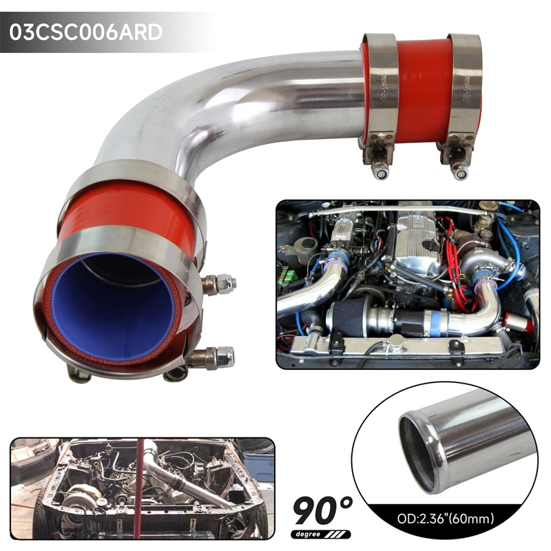 Univrersal 60mm 2.36" Aluminum Intercooler Piping pipe Tube hose 90 Deg + Silicone hose w/ T-clamps Black/Blue/Red
Univrersal 60mm 2.36" Aluminum Intercooler Piping pipe Tube hose 90 Deg + Silicone hose w/ T-clamps Black/Blue/Red