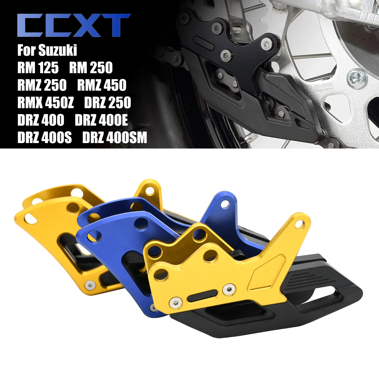 CNC Aluminum Chain Guide Guard Protector For Suzuki DRZ450 DRZ400E DRZ400S DRZ250 DRZ400SM 2000-2017 RMZ250 RMZ450 RM125 RM250
CNC Aluminum Chain Guide Guard Protector For Suzuki DRZ450 DRZ400E DRZ400S DRZ250 DRZ400SM 2000-2017 RMZ250 RMZ450 RM125 RM250