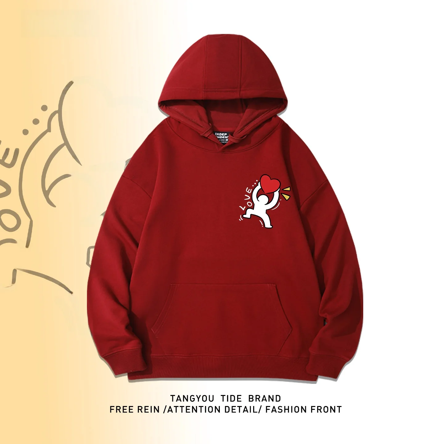 Retro American Casual Hoodie Streetwear Loose Fit ex Long Sve Cotton Polyester Blend Love Heart Print Casual Sweatirt
Retro American Casual Hoodie Streetwear Loose Fit ex Long Sve Cotton Polyester Blend Love Heart Print Casual Sweatirt