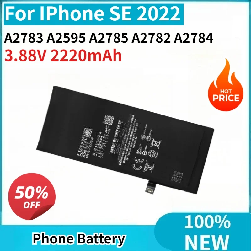 Brand New 3.88V 2220mAh Mobile Phone Battery For iPhone SE 2022 A2783 A2595 A2785
Brand New 3.88V 2220mAh Mobile Phone Battery For iPhone SE 2022 A2783 A2595 A2785