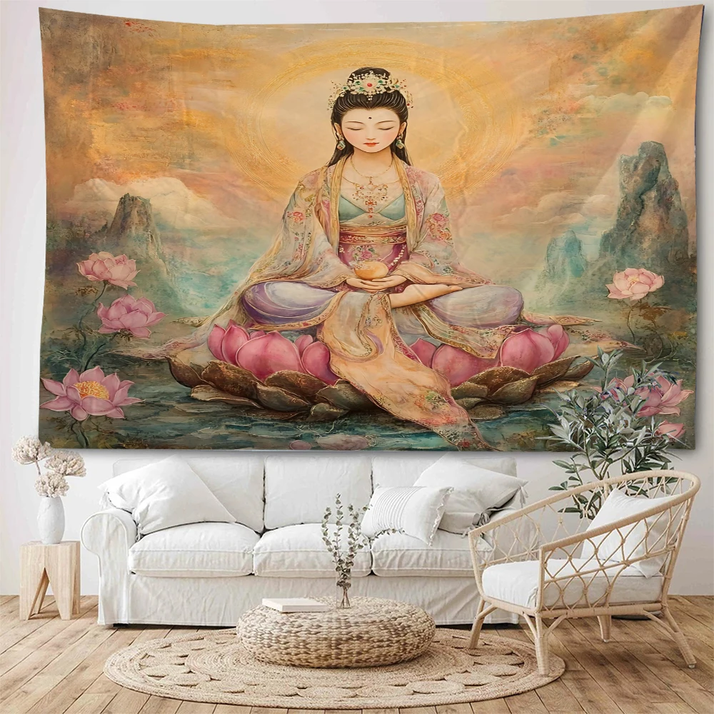Lotus Buddha statue, Guanyin statue, Buddhist belief, Mandala Buddha background decoration, tapestry, home decoration
Lotus Buddha statue, Guanyin statue, Buddhist belief, Mandala Buddha background decoration, tapestry, home decoration