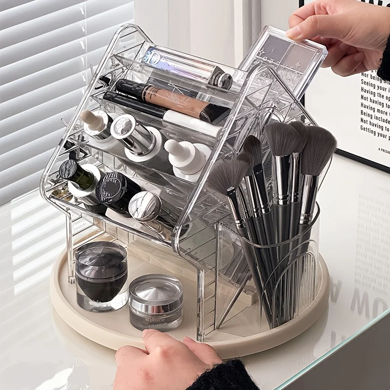 Вращающийся на 360 градусов органайзер для макияжа, прозрачный ящик для хранения косметики, держатель для кистей, стеллаж для выставки товаров ювелирных изделий, организация ванной комнаты
Вращающийся на 360 градусов органайзер для макияжа, прозрачный ящик для хранения косметики, держатель для кистей, стеллаж для выставки товаров ювелирных изделий, организация ванной комнаты