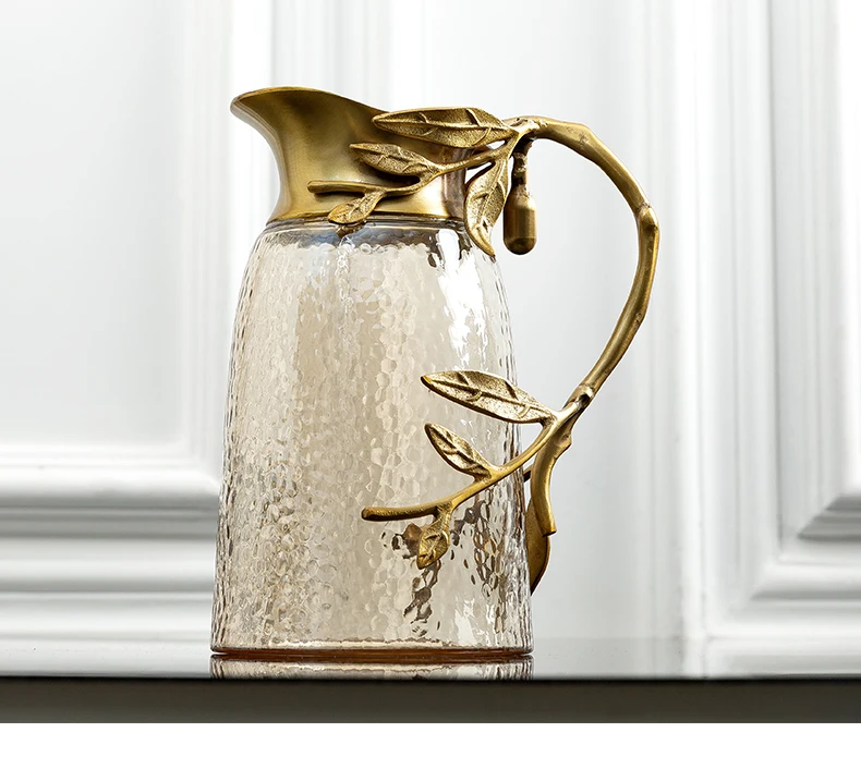 High-end light luxury brass glass cool tea kettle household retro ornament
High-end light luxury brass glass cool tea kettle household retro ornament