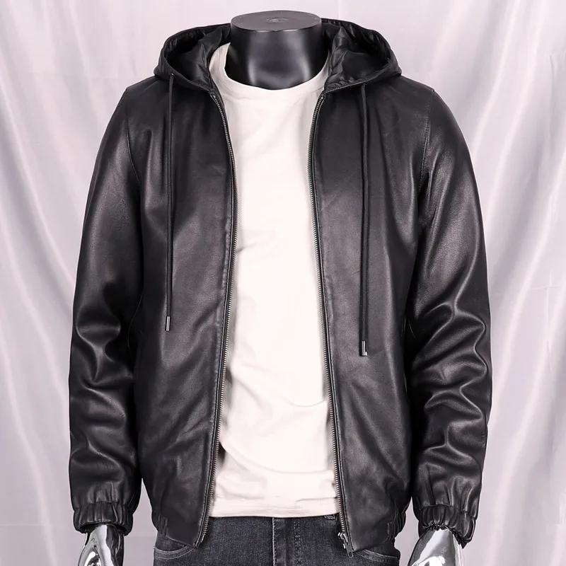 2024 Autumn Men's Youth Lightweight Comfortable Sheepskin Male Slim Casual Clothing Black Genuine Leather Jacket With Hood
2024 Autumn Men's Youth Lightweight Comfortable Sheepskin Male Slim Casual Clothing Black Genuine Leather Jacket With Hood