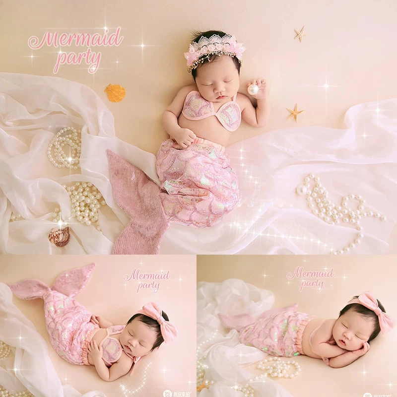 Newborn Photography Props Baby Girls Pink Mermaid Outfits with Headband Pearls Backdrop Decor Mat for Studio Photoshoot Prop
Newborn Photography Props Baby Girls Pink Mermaid Outfits with Headband Pearls Backdrop Decor Mat for Studio Photoshoot Prop