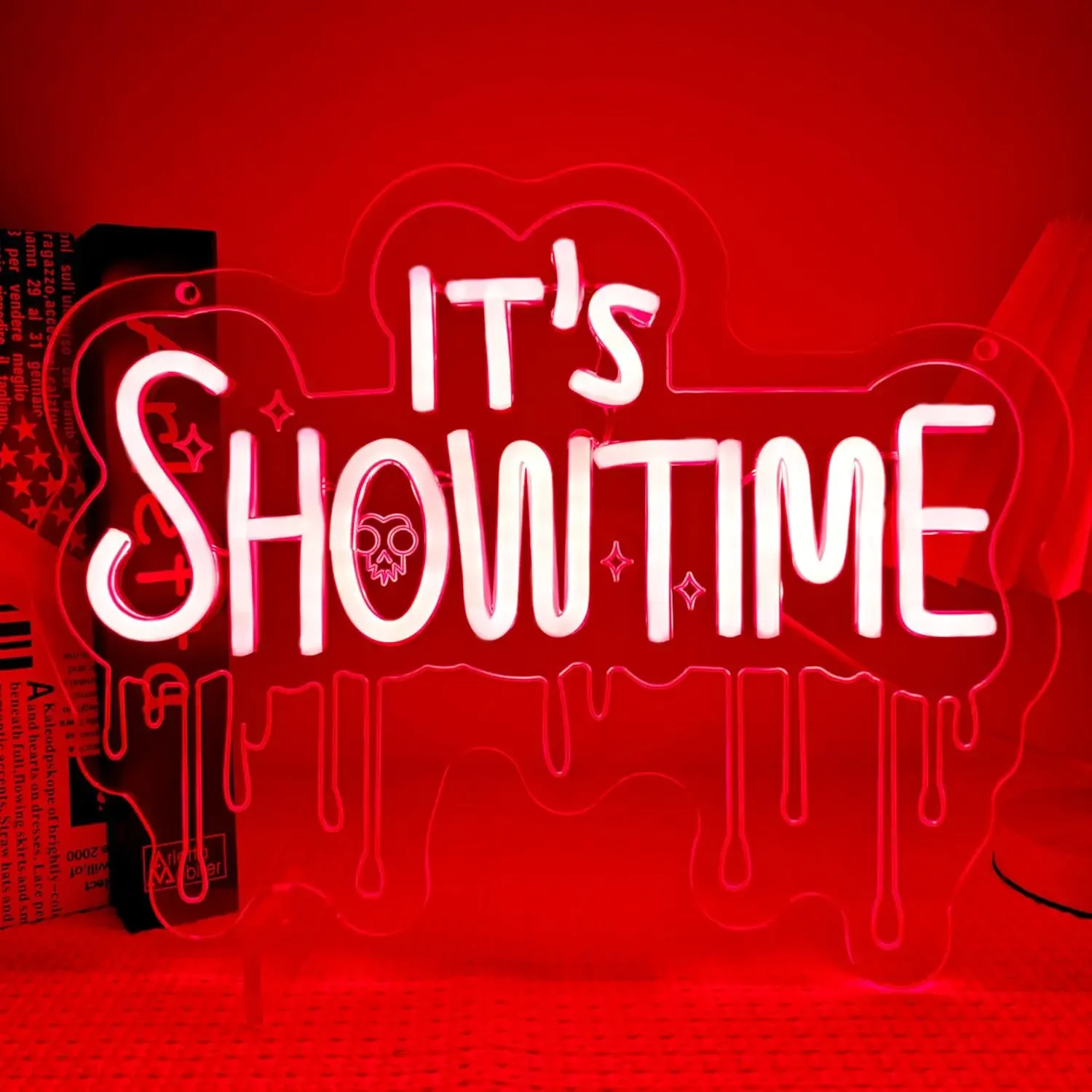 Its Showtime Neon Sign USB Dimmable LED Wall Light Bright White Glow with Skull Art for Theater Studio Bar Club Decor Cool Gifts
Its Showtime Neon Sign USB Dimmable LED Wall Light Bright White Glow with Skull Art for Theater Studio Bar Club Decor Cool Gifts