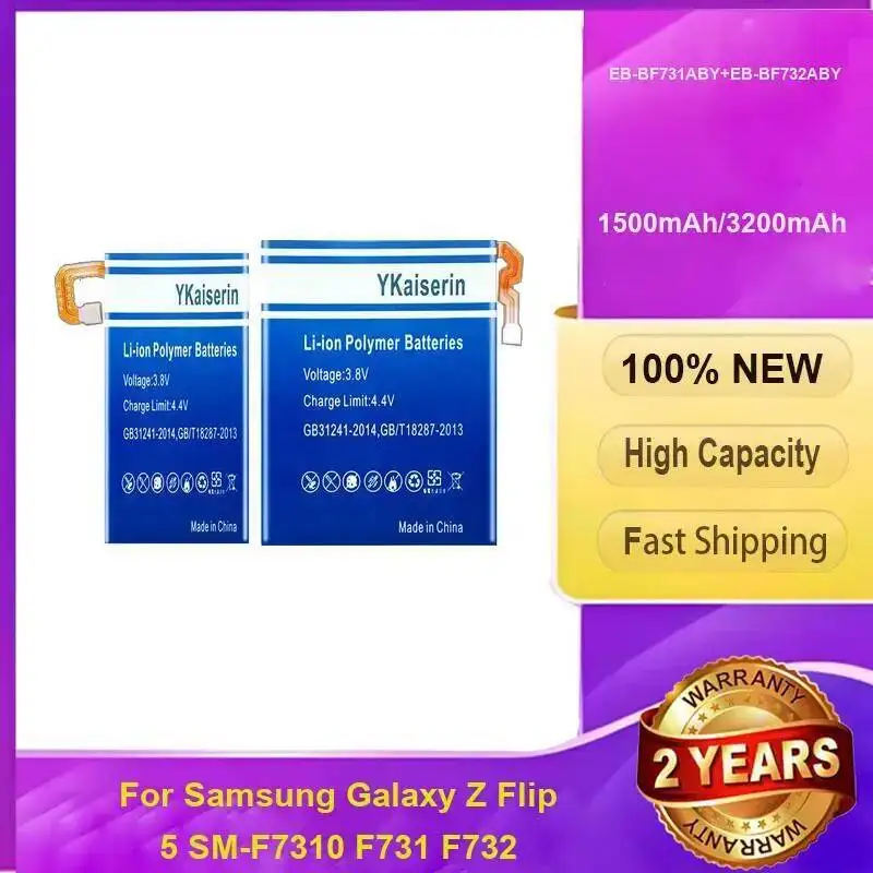 1500Mah 3200Mah EB-BF731ABY+EB-BF732ABY Fast Shipping Mobile Phone Battery For Samsung Galaxy Z Flip 5 SM-F7310 F731 F732
1500Mah 3200Mah EB-BF731ABY+EB-BF732ABY Fast Shipping Mobile Phone Battery For Samsung Galaxy Z Flip 5 SM-F7310 F731 F732