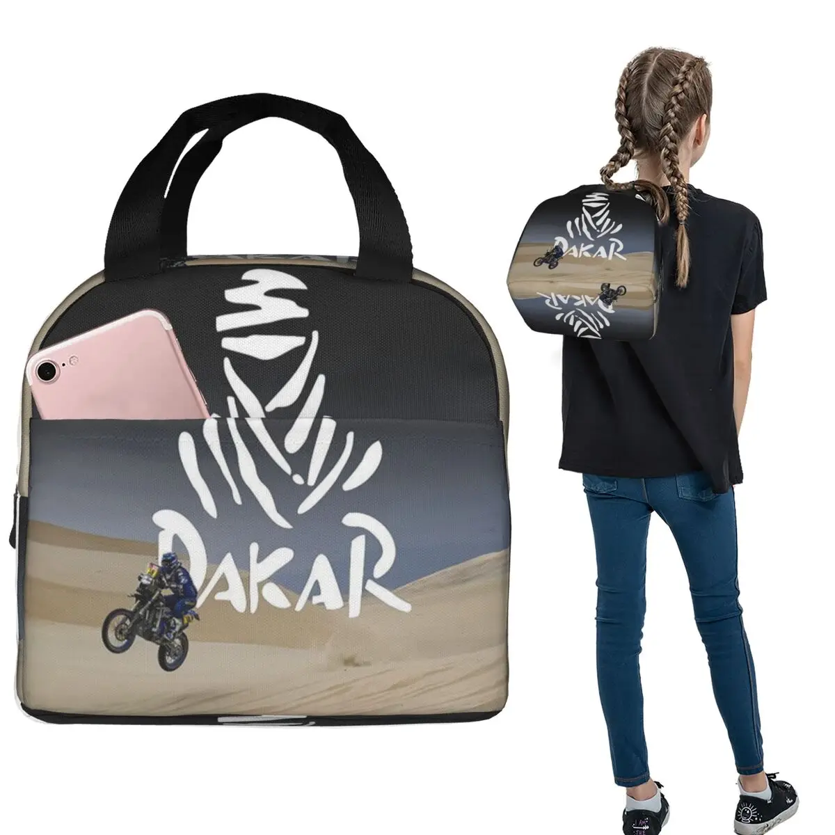 Dakar Rally Insulated Lunch Bag for Women Children Leakproof Food Boxes Thermal Lunch Box Tote
Dakar Rally Insulated Lunch Bag for Women Children Leakproof Food Boxes Thermal Lunch Box Tote