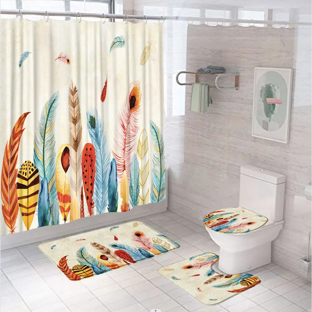 Colorful Bird Feather Shower Curtain Sets Bohemian Animal Skin Bathroom Curtains Non Slip Bath Mats Rug Carpet Lid Toilet Cover
Colorful Bird Feather Shower Curtain Sets Bohemian Animal Skin Bathroom Curtains Non Slip Bath Mats Rug Carpet Lid Toilet Cover