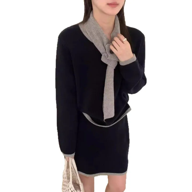 Женский лоскутный шарф с длинными рукавами, пуловер, вязаный свитер и мини-юбка с высокой талией, модные осенне-зимние комплекты из двух предметов, тренд
Женский лоскутный шарф с длинными рукавами, пуловер, вязаный свитер и мини-юбка с высокой талией, модные осенне-зимние комплекты из двух предметов, тренд