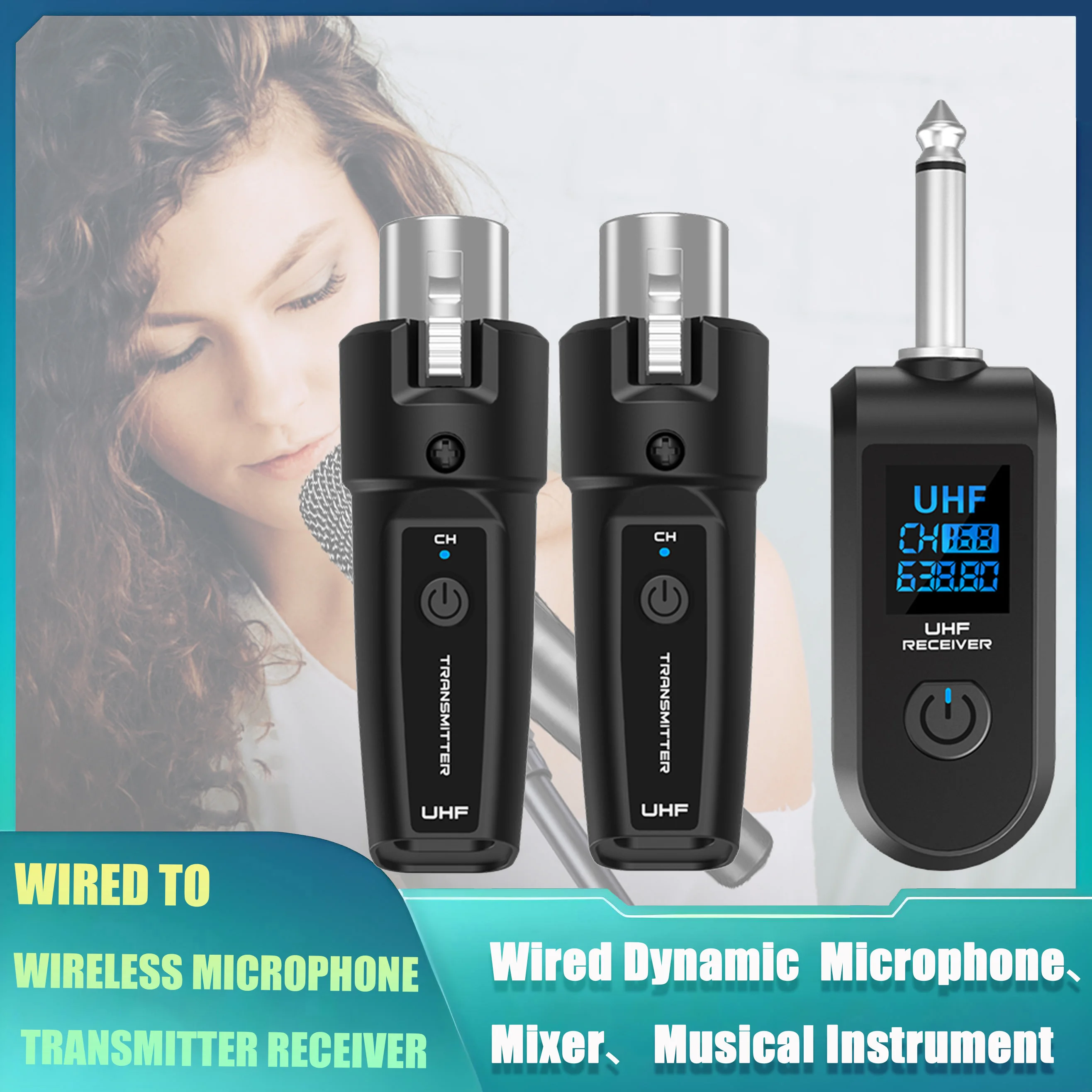 Wireless Microphone Converter 6.5mm Transmitter Receiver System for Dynamic Microphone Audio Mixer PA System
Wireless Microphone Converter 6.5mm Transmitter Receiver System for Dynamic Microphone Audio Mixer PA System