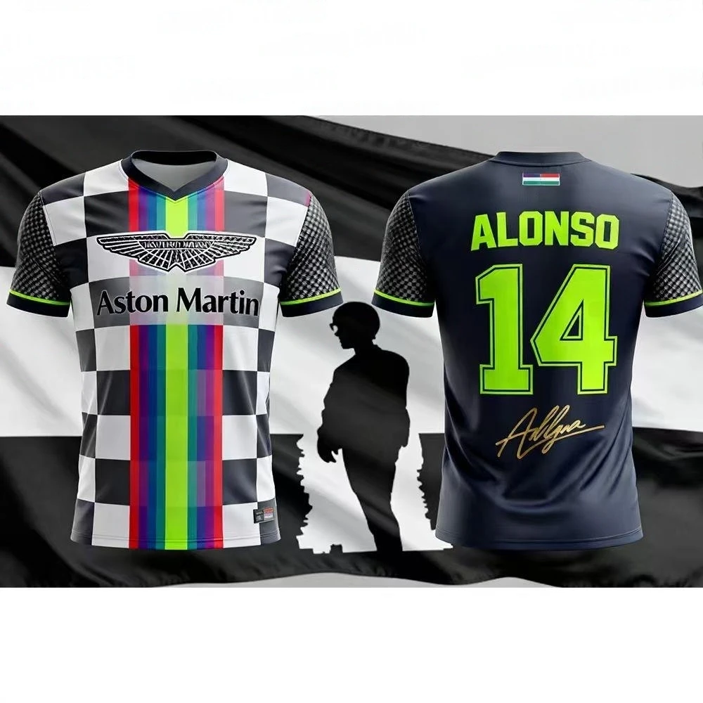 Aston Martin 2026 T-shirt Fernando Alonso 14 Tshirt Quick-drying Short-sleeved Sportswear Fans Classic Racing Plaid Flag Racing
Aston Martin 2026 T-shirt Fernando Alonso 14 Tshirt Quick-drying Short-sleeved Sportswear Fans Classic Racing Plaid Flag Racing